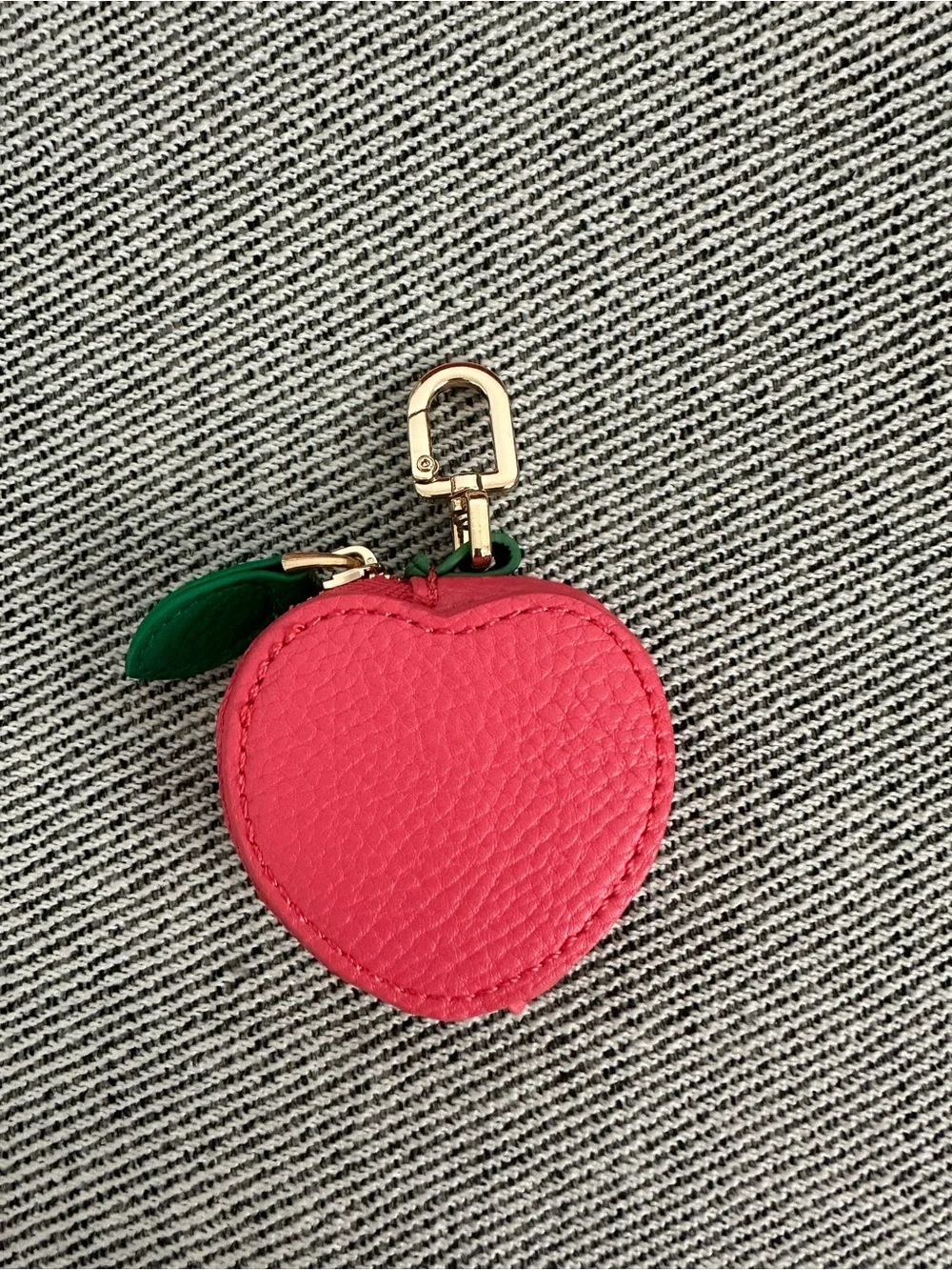 Cute Pink Leather Peach Bag Charm Coin Purse Key Chain⁠